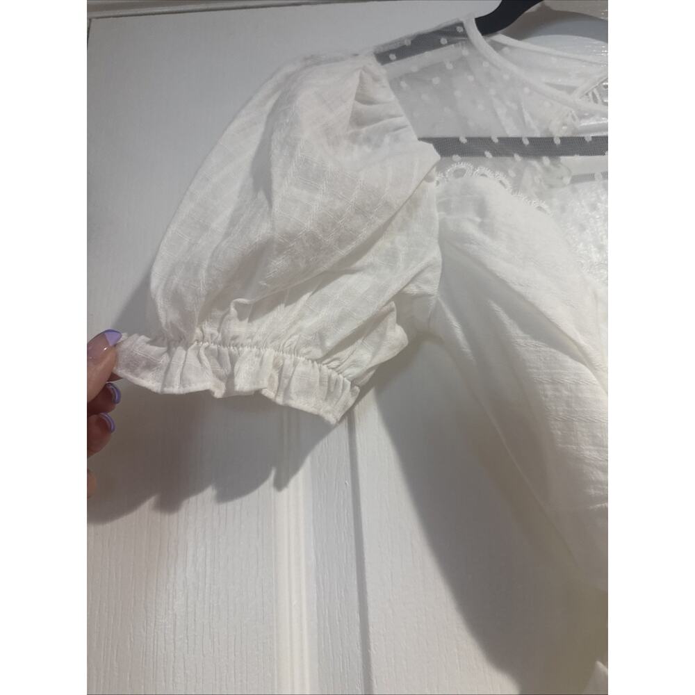 City Vibe White Ivory Romper Dress With Ruffles Size 3 Cottagecore Indie Boho - Picture 5 of 14